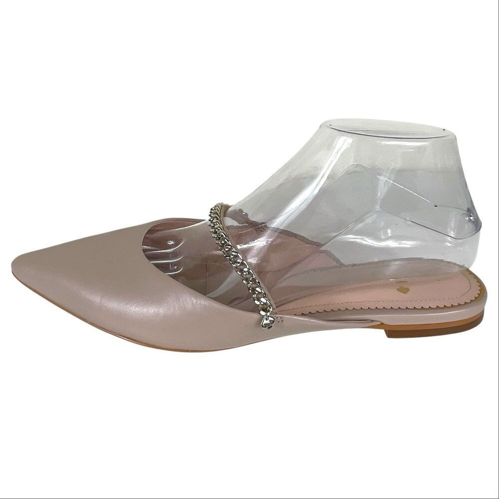Kate Spade Isadora Beige Leather Pointed Toe Chain Mule Size 8.5 - Picture 15 of 16